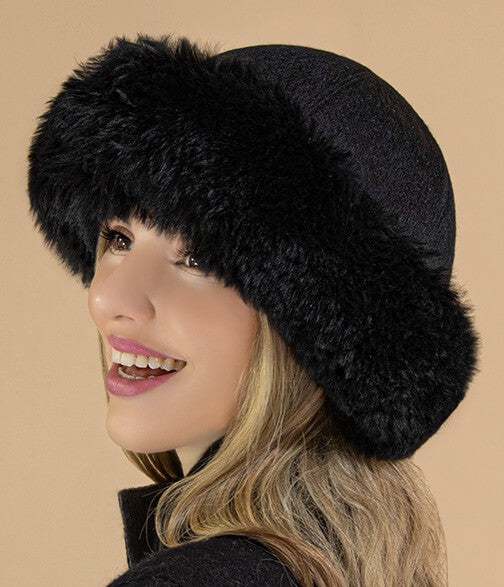 Premium Alpaca Fur Cloche Hat