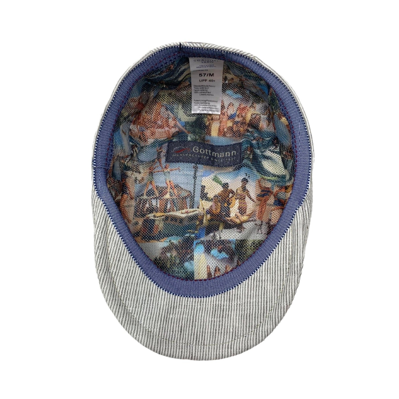 Boston Pinstripe Linen Driving Cap