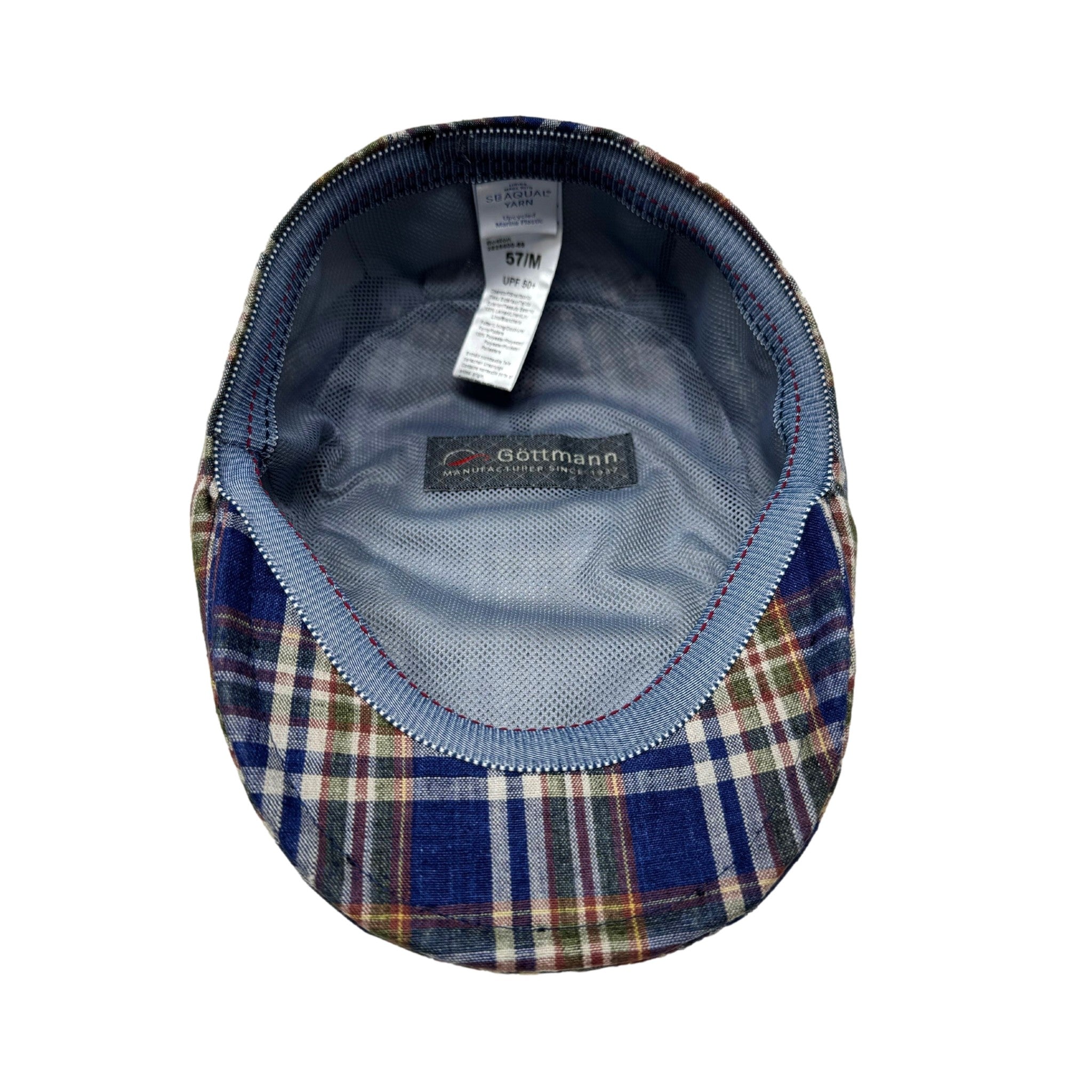 Boston Blue Plaid Linen Driving Cap