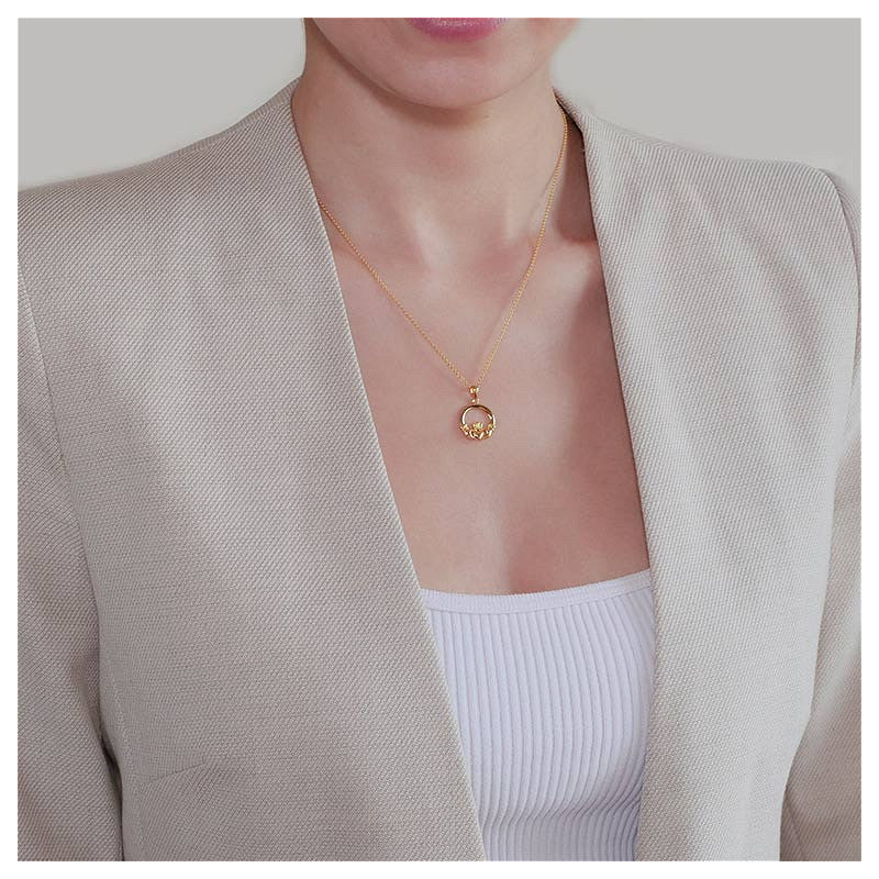 14KT Gold Vermeil Claddagh Necklace