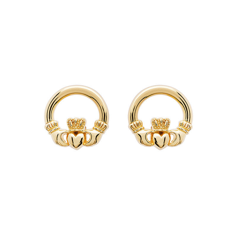 14KT Gold Vermeil Claddagh Stud Earrings