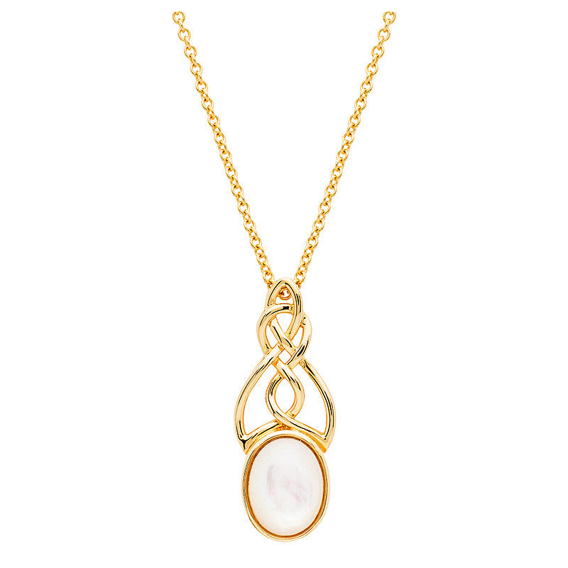 14KT Gold Vermeil Mother of Pearl Celtic Necklace