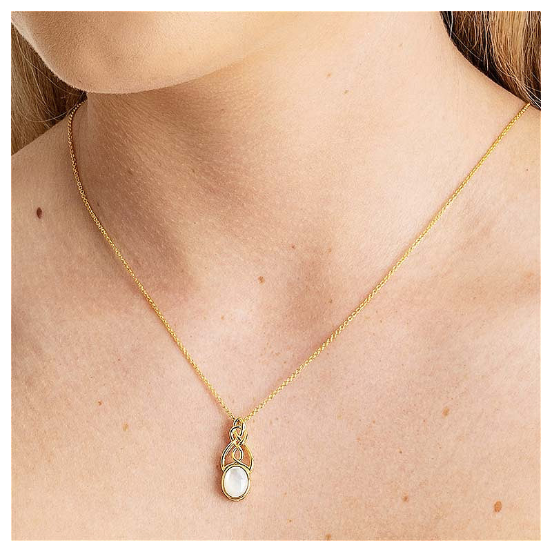 14KT Gold Vermeil Mother of Pearl Celtic Necklace