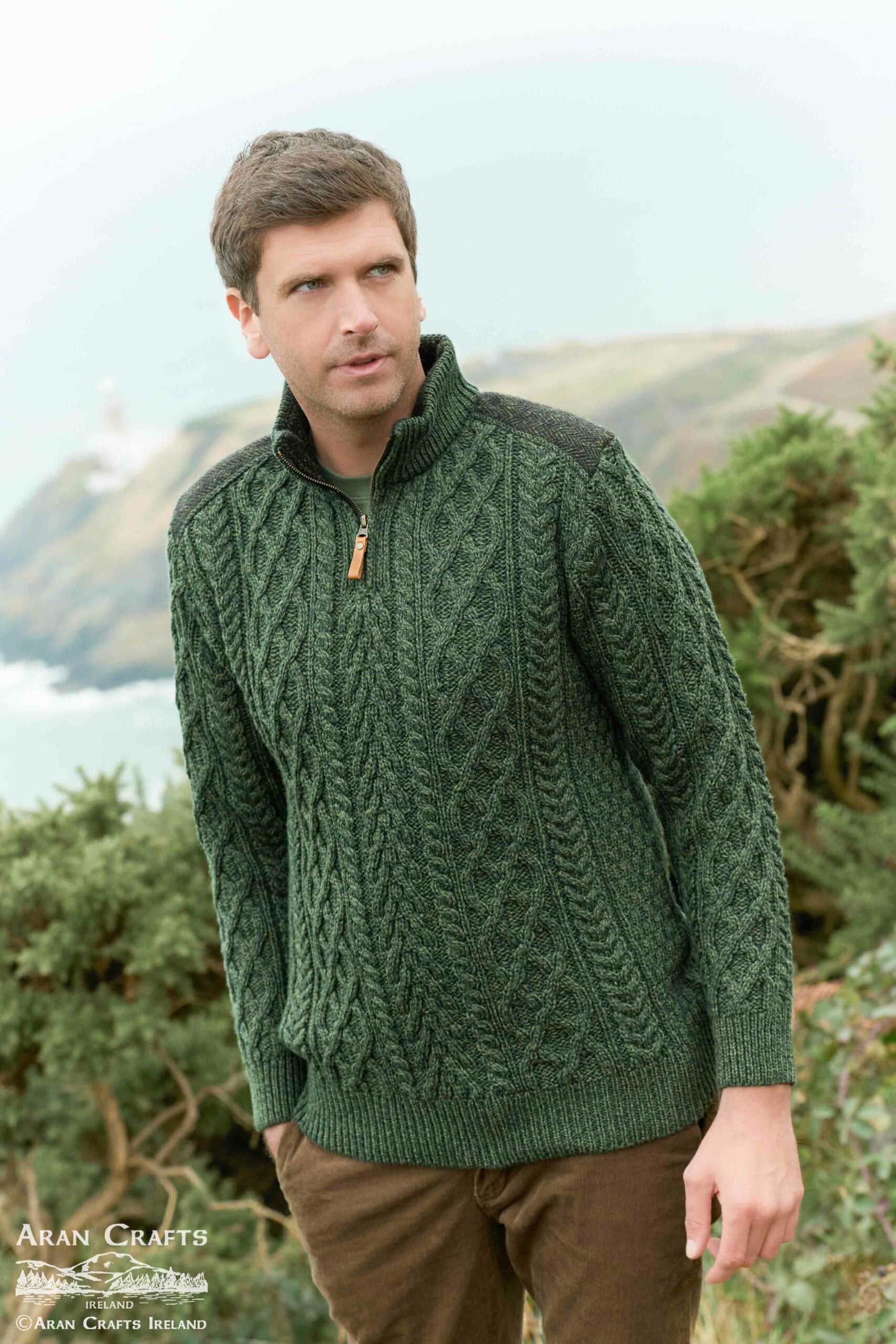 Curracloe Half Zip Sweater w/ Tweed Patch [2 Colors]