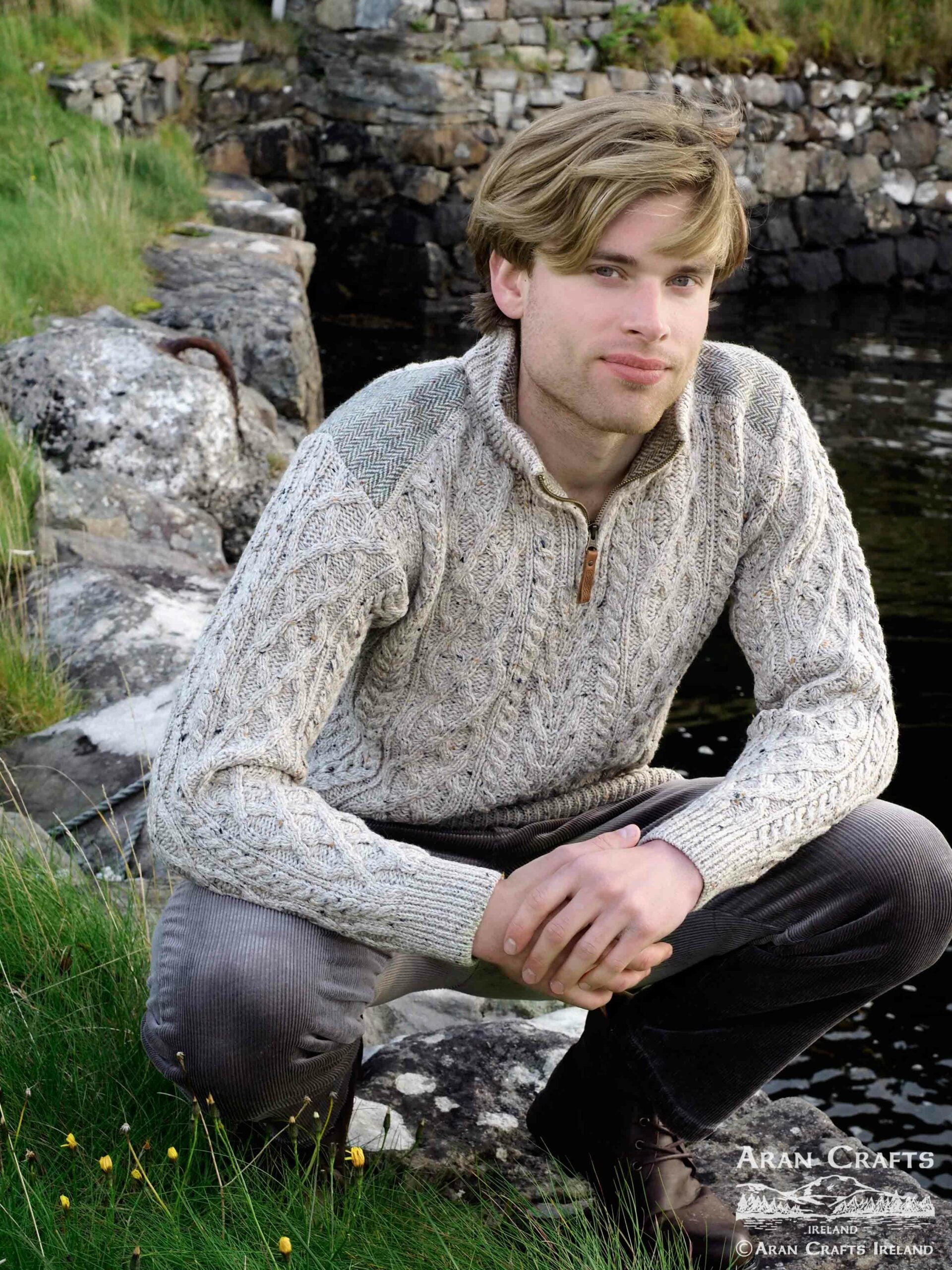 Curracloe Half Zip Sweater w/ Tweed Patch [2 Colors]