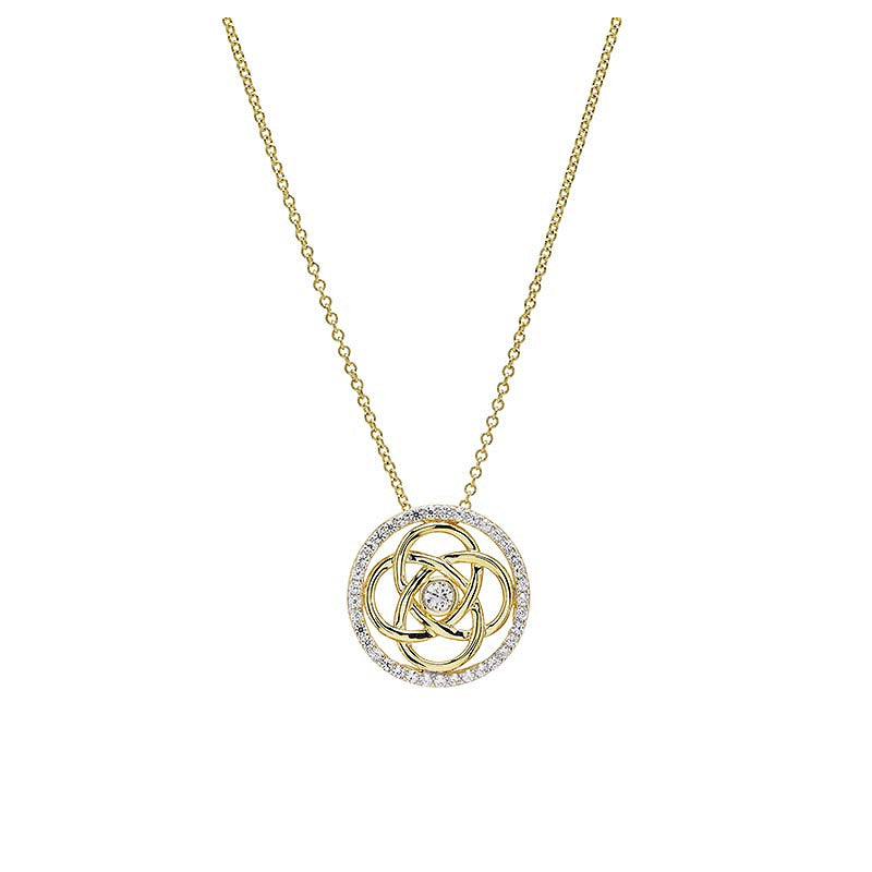 14KT Gold Vermeil Celtic White Sapphire Necklace