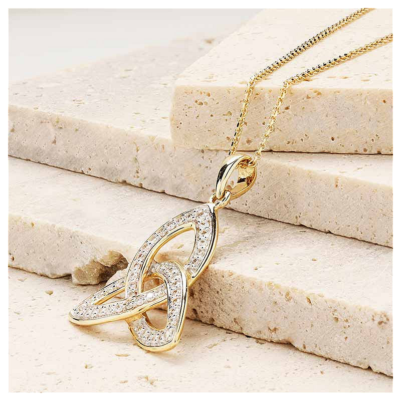 14KT Gold Trinity Necklace w/ Lab Diamond