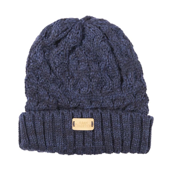 Navy Aran Cable Beanie | Unisex