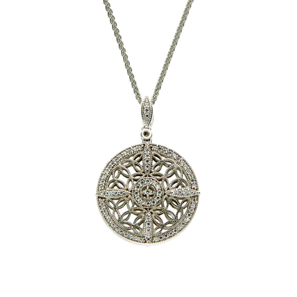 light side of reversible silver & CZ Celtic necklace, smaller version